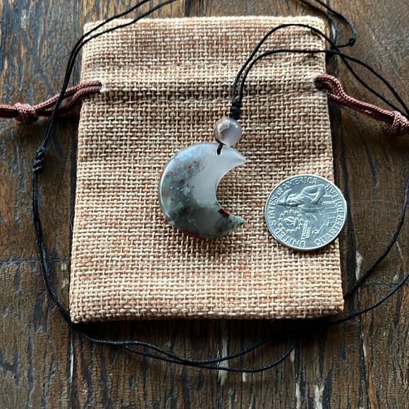 Brand New Bloodstone Moon Necklace Bloodstone Necklace Crystal Moon Necklace - Picture 3 of 5